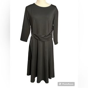 Fenjar Long Sleeve Black Midi Dress